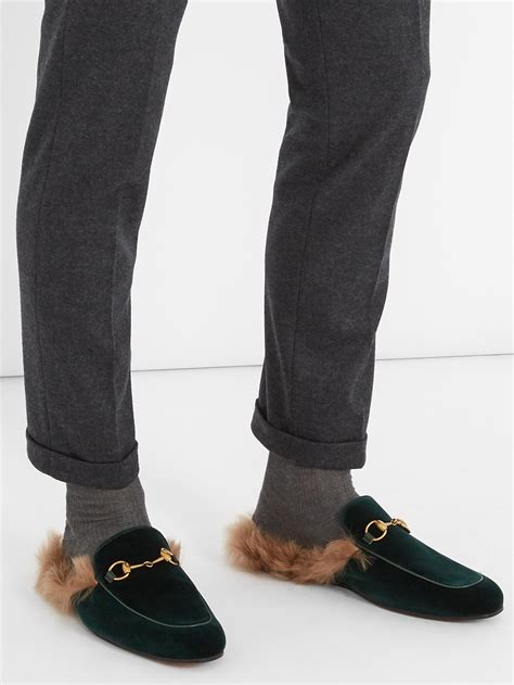 gucci loafers with fur men's|gucci fur loafers plaid.